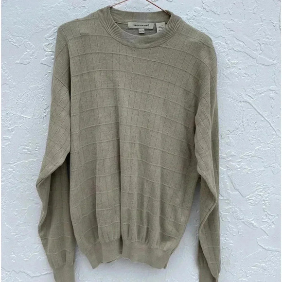 Pronto Uomo Mens Striped Pattern Long Sleeve Sweater Beige Sz XL - Picture 8 of 8